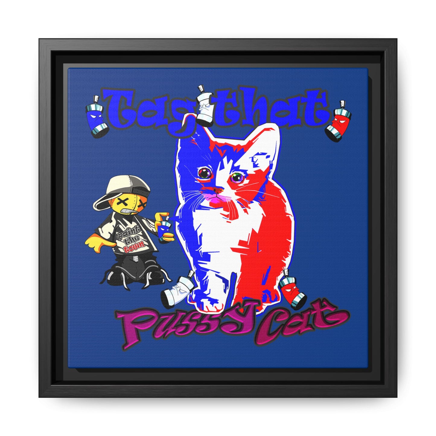 tag that - framed canvas art (dark blue)