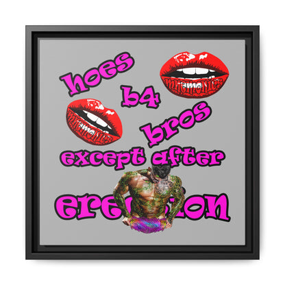hoes b4 bros - framed canvas art (light grey)