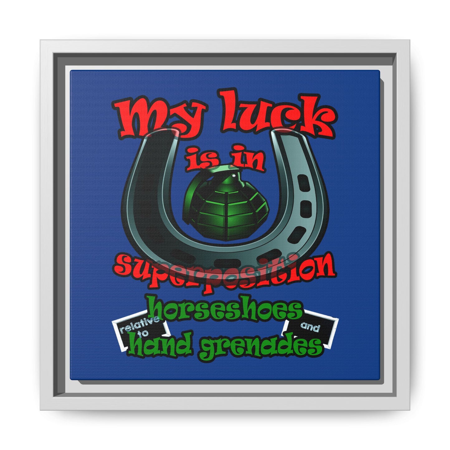 my luck - framed canvas art (dark blue)