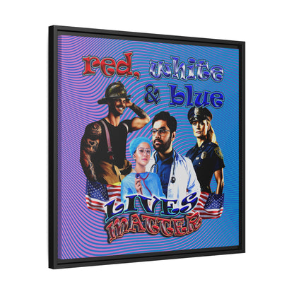 rw&b lives matter - framed canvas art (light blue-purple wave)