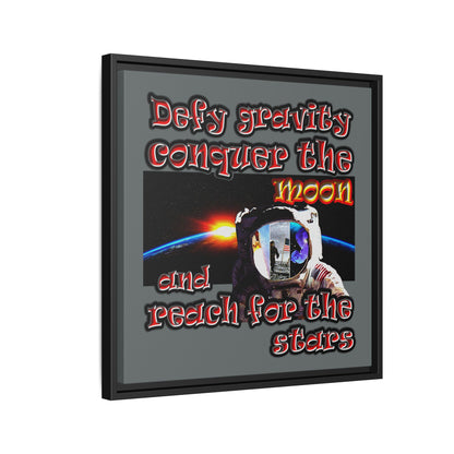 defy conquer reach - framed canvas art (dark grey)