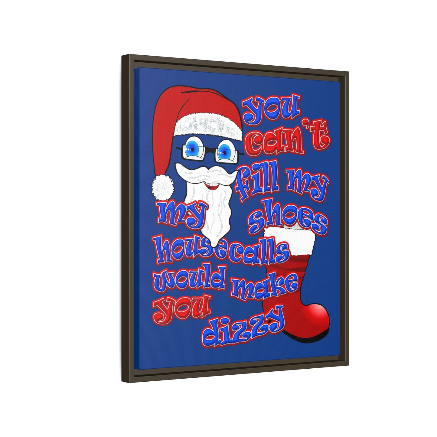 santa's shoes - framed canvas art (dark blue)