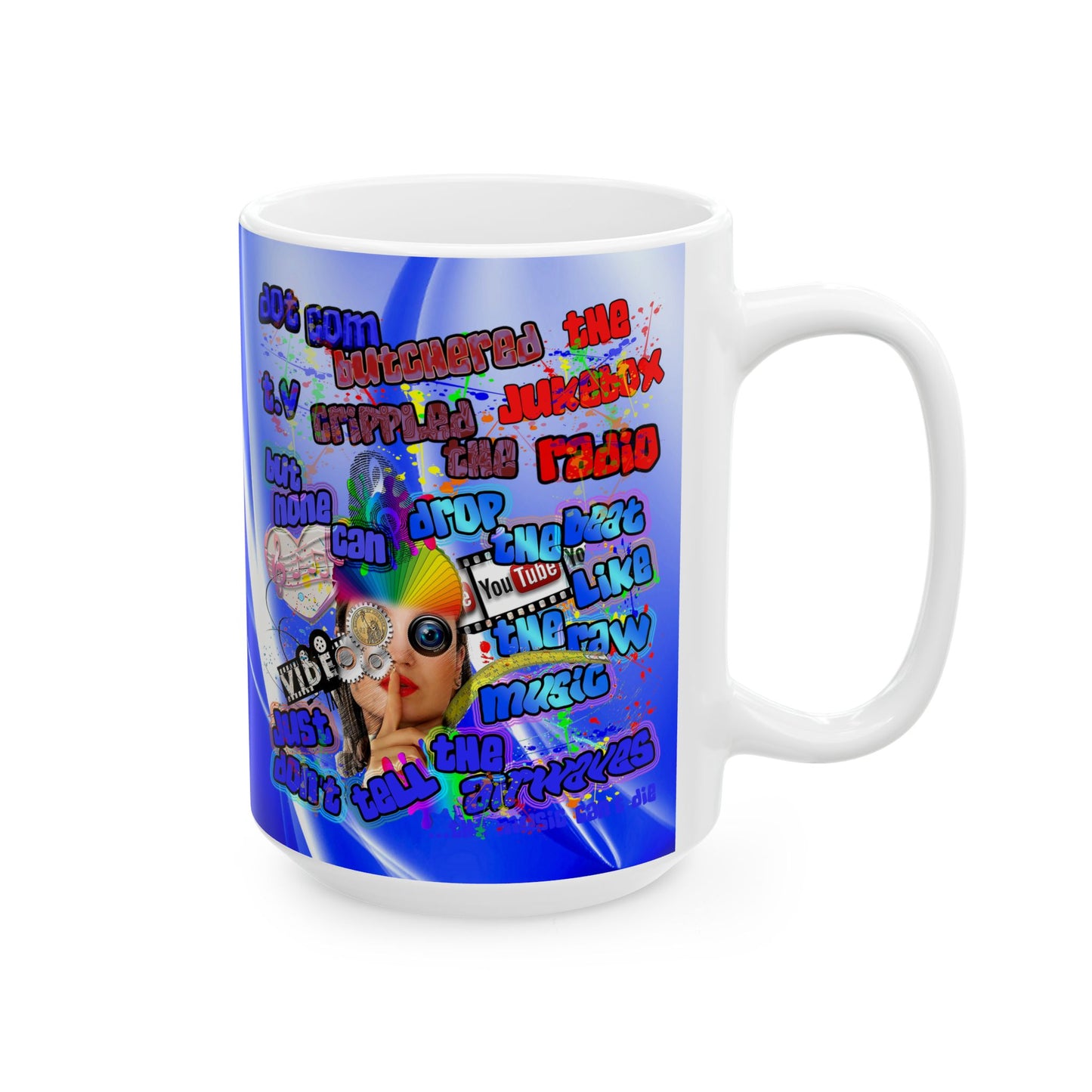 drop the beat - White Mug (blue-white wave)