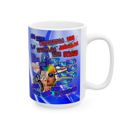 drop the beat - White Mug (blue-white wave)