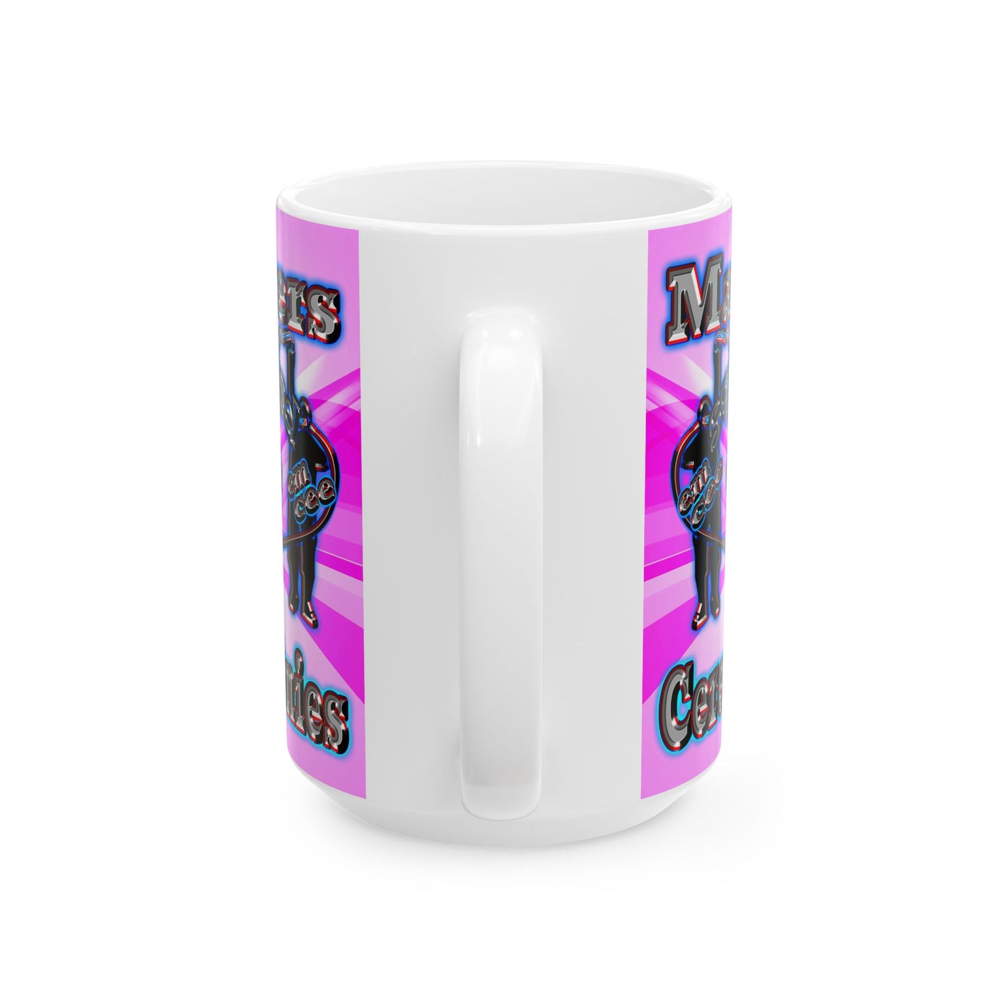 em cee squared - White Mug (light blue-pink wave)