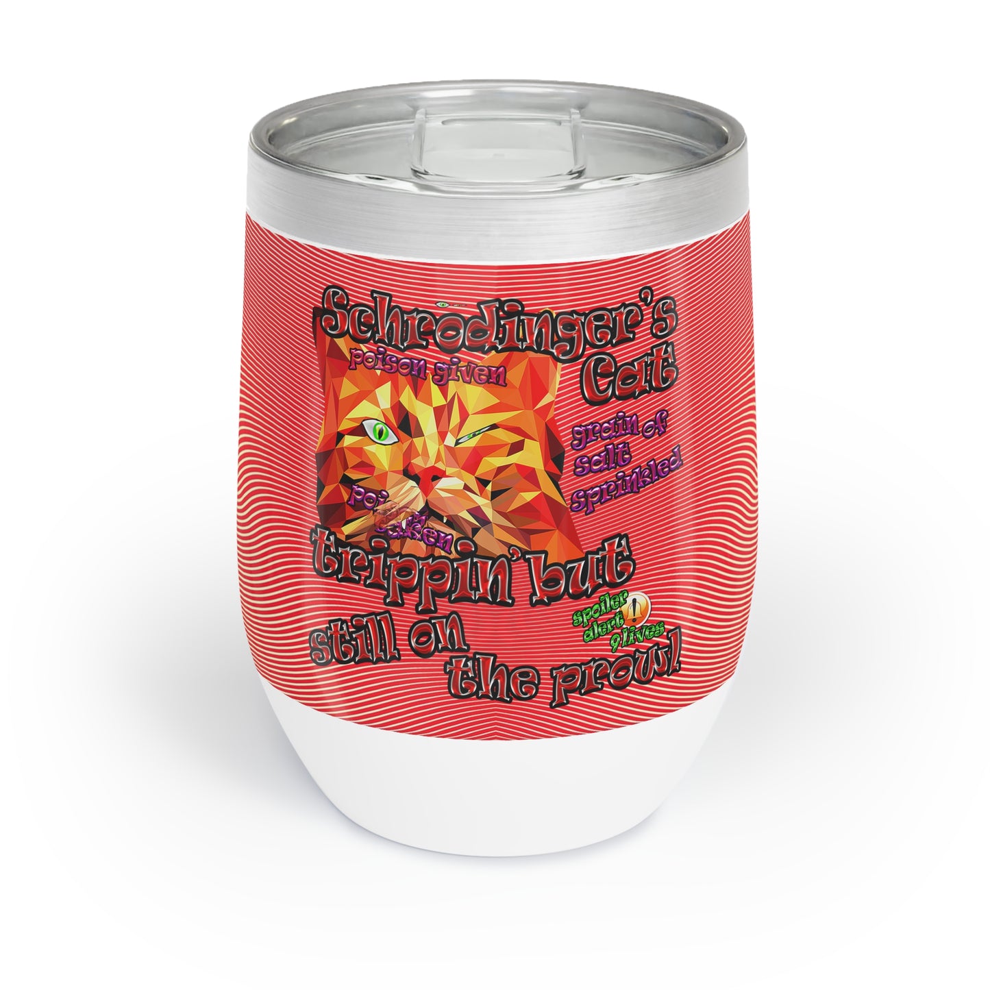 schrodinger's cat - Chill Wine Tumbler (yellow-orange wave)