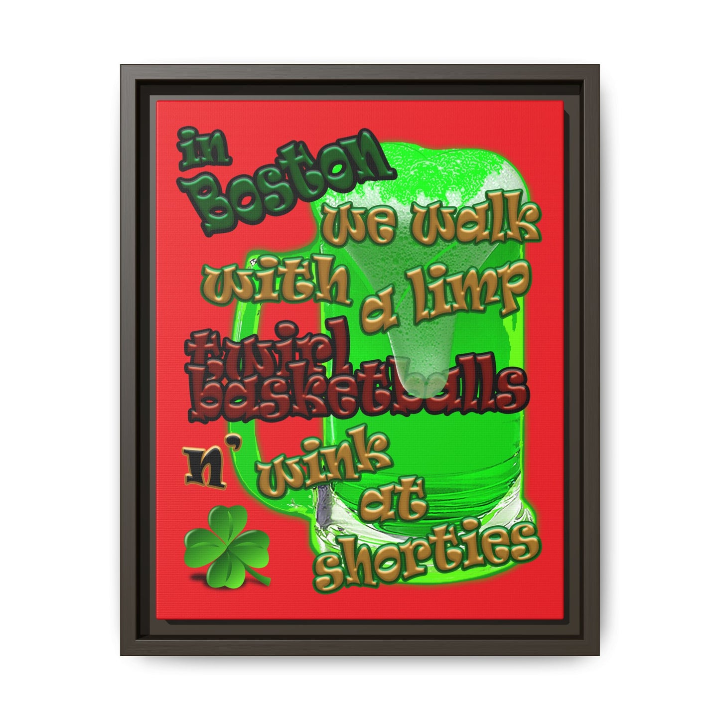 celtics logo - framed canvas art (red)