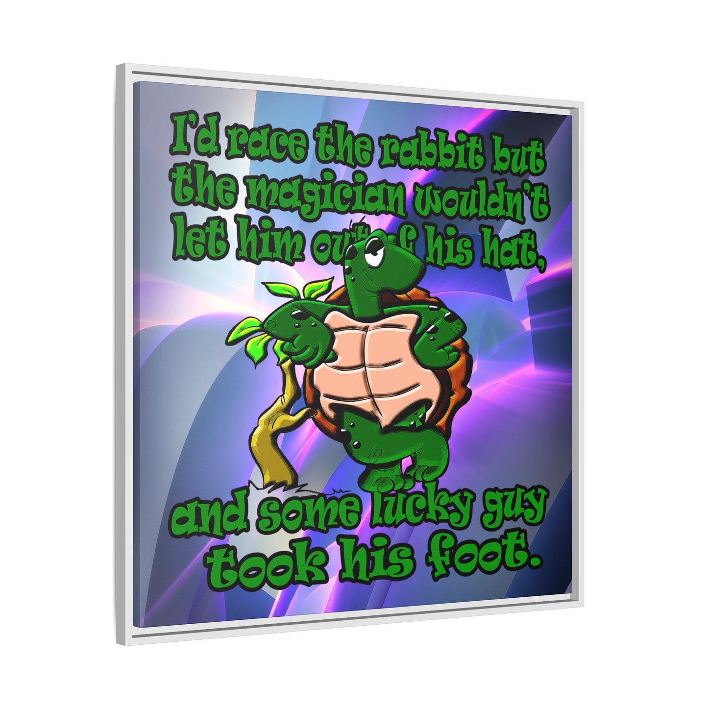 turtle race - framed canvas art (grey-pink wave)