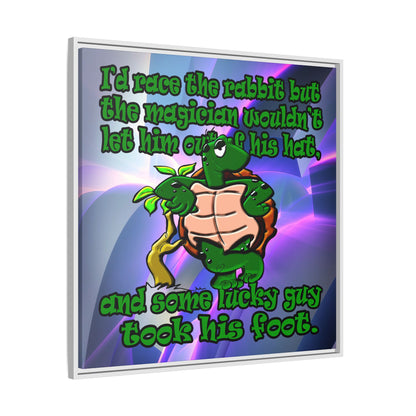 turtle race - framed canvas art (grey-pink wave)