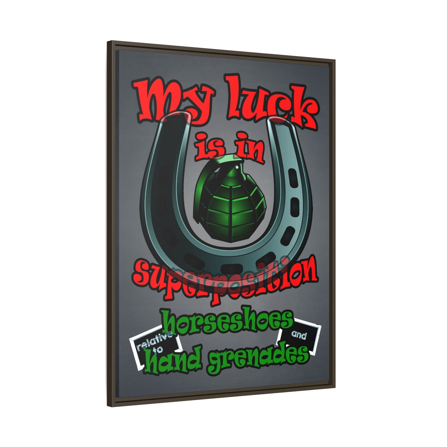 my luck - framed canvas art (grey-light grey)