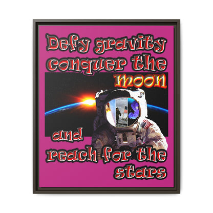 defy conquer reach - framed canvas art (pink)