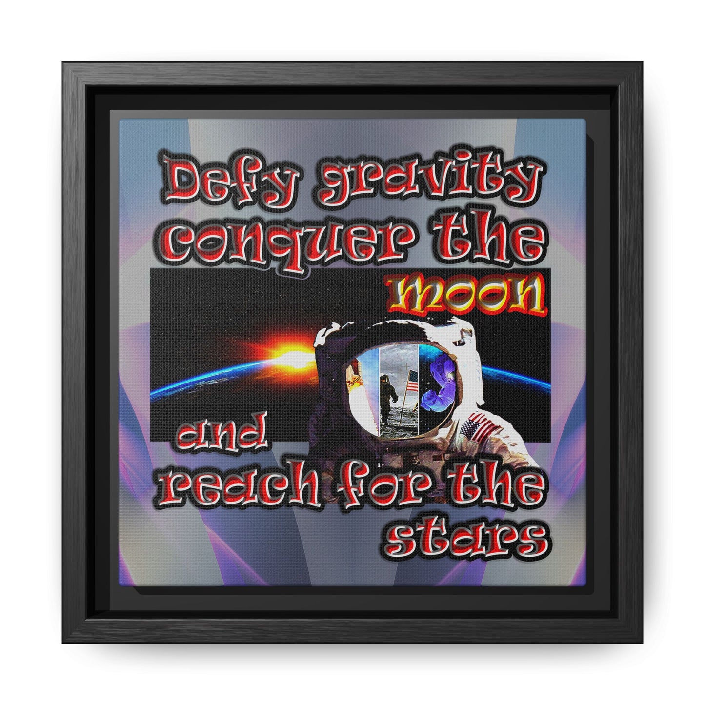 defy conquer reach - framed canvas art (grey-pink wave)
