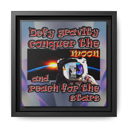 defy conquer reach - framed canvas art (grey-pink wave)