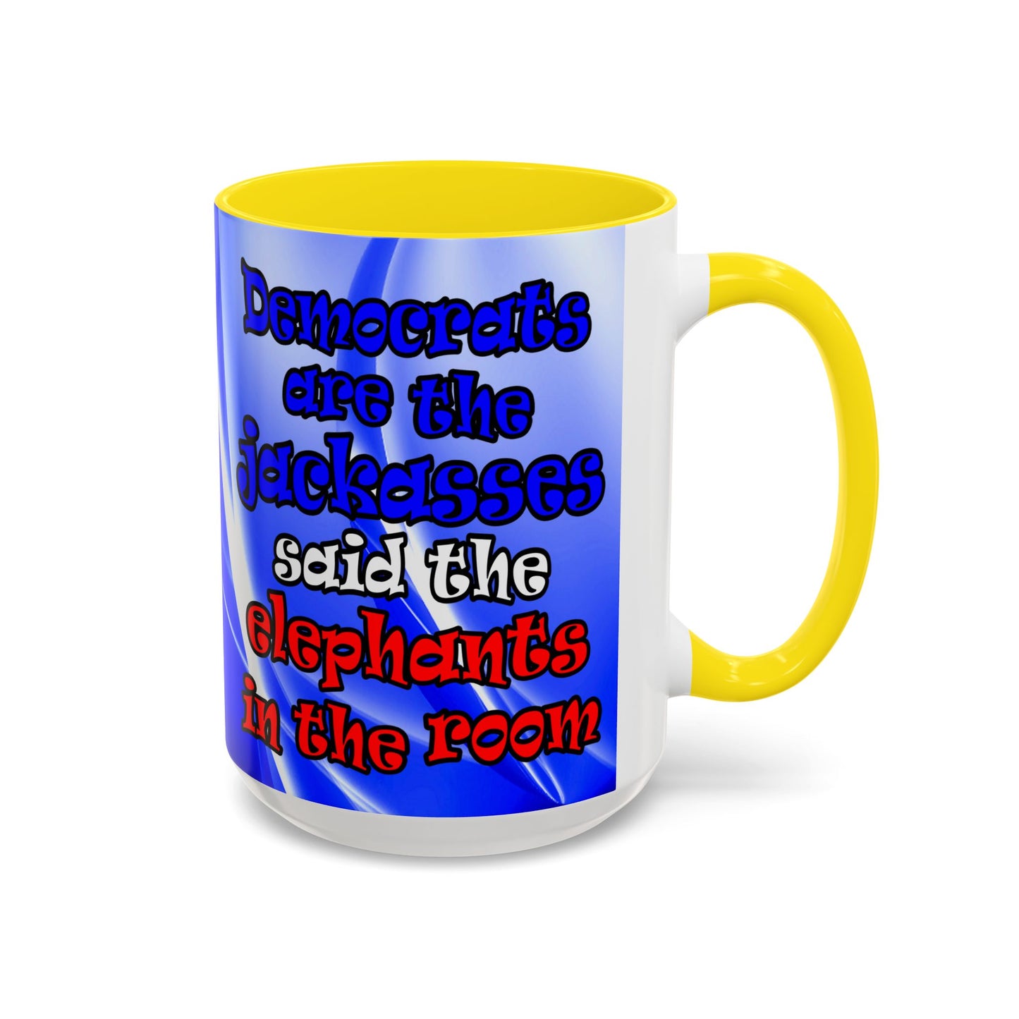 donkeys and elephants - Accent Mug (blue-white wave)
