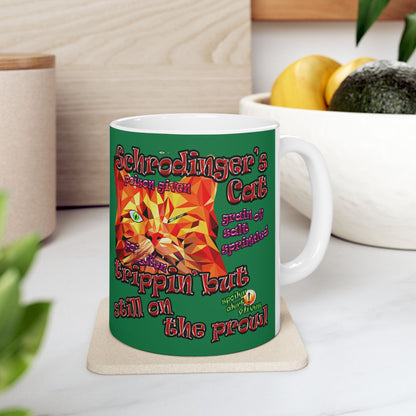 schrodinger's cat - White Mug (dark green)