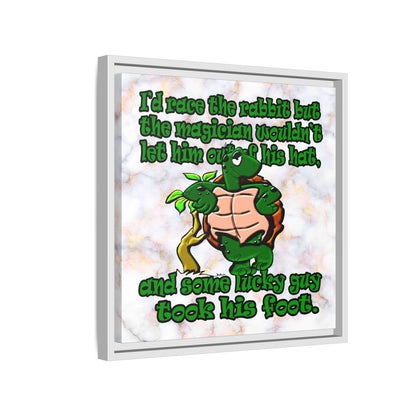 turtle race - framed canvas art (white marble)