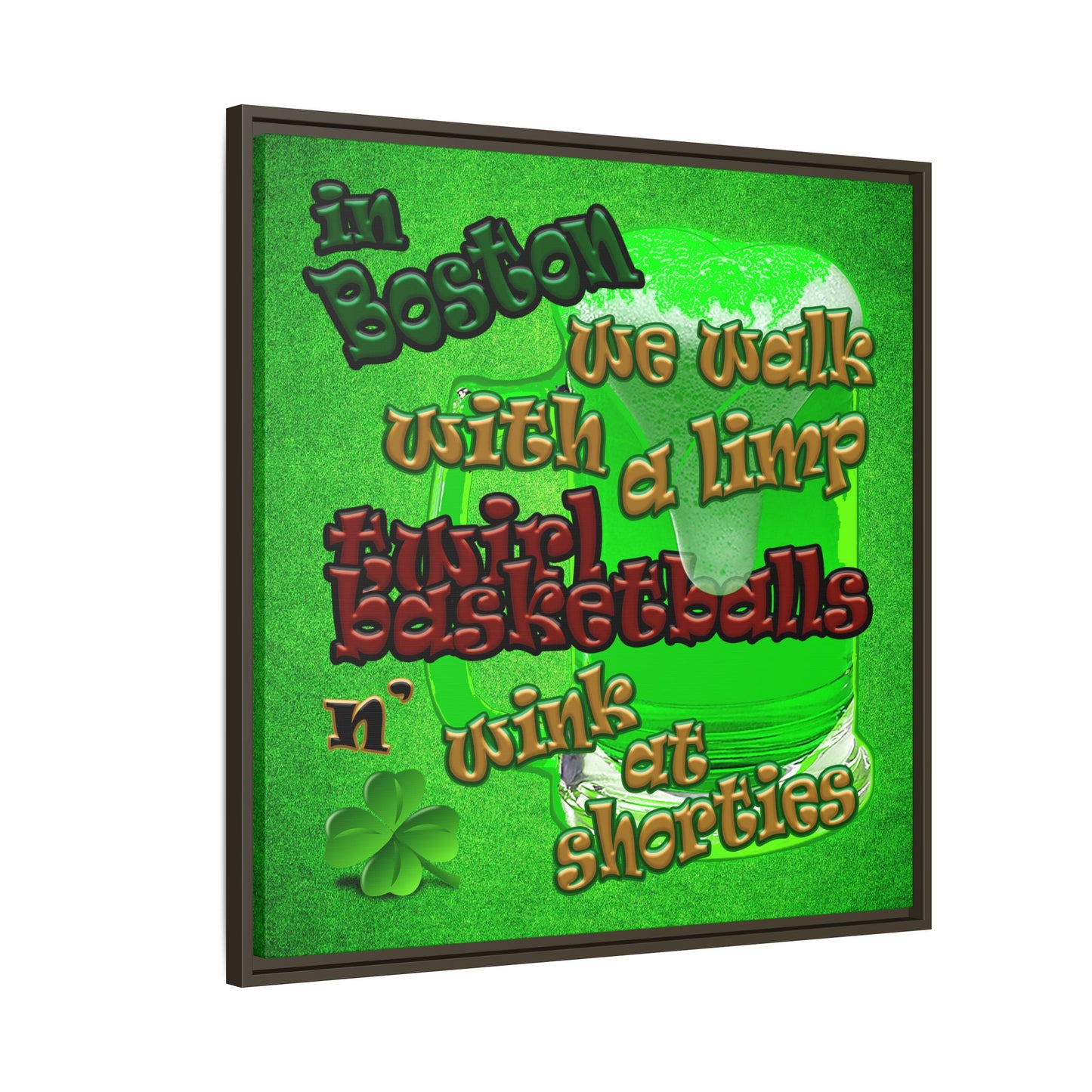celtics logo - framed canvas art (green turf)
