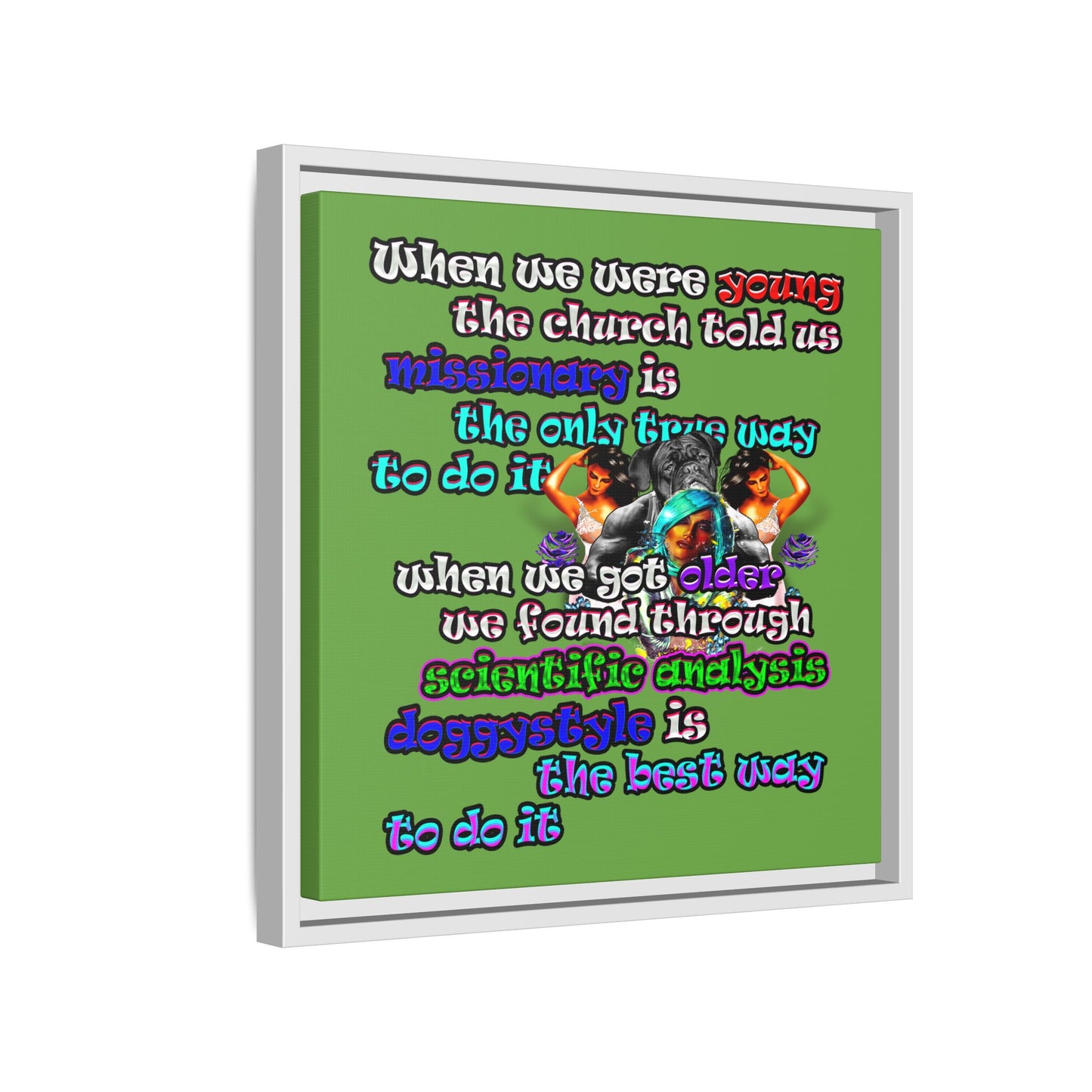 doggystyle - framed canvas art (green)