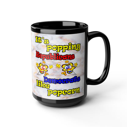popping like popcorn - Black Mug (white marble)