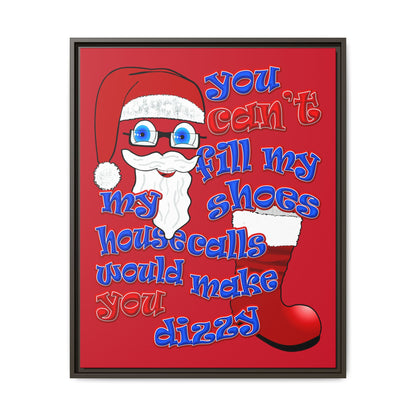 santa's shoes - framed canvas art (dark red)