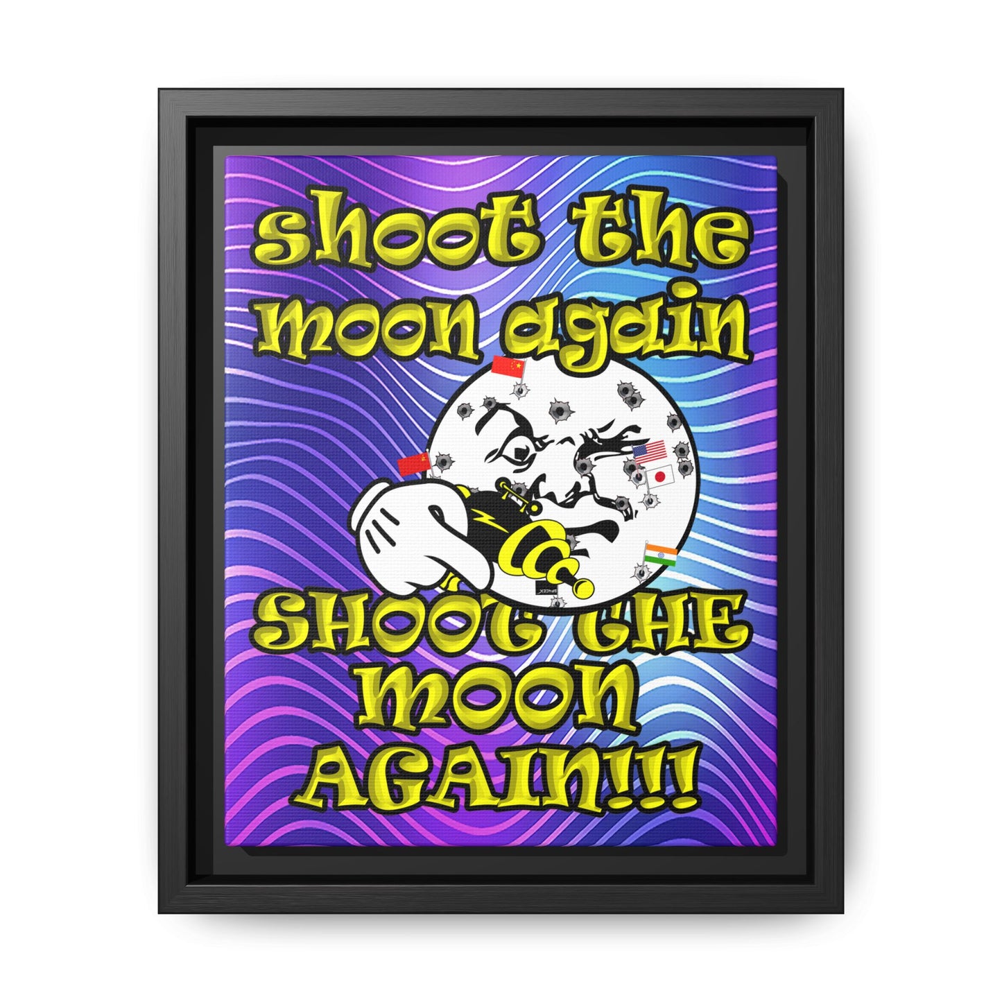shoot the moon again - framed canvas art (purple wave)