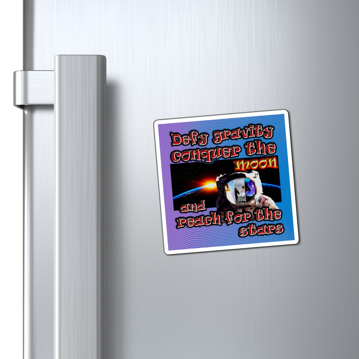 defy conquer reach - Magnets - (light blue-purple wave)