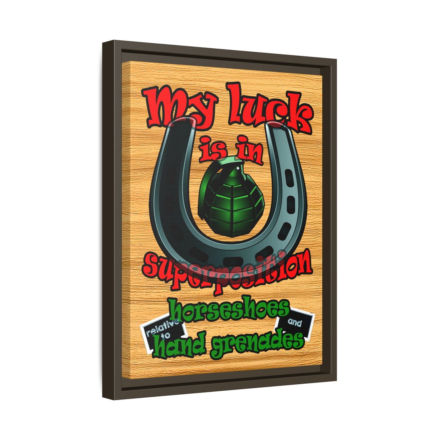 my luck - framed canvas art (butterscotch wood finish)