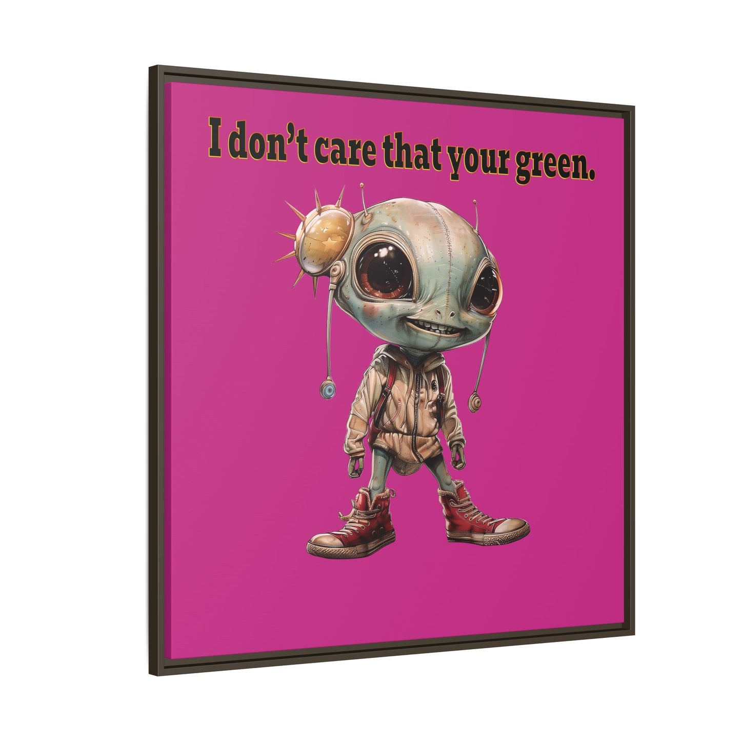 I don't care that your green - framed canvas art (pink)