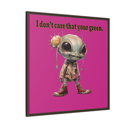 I don't care that your green - framed canvas art (pink)
