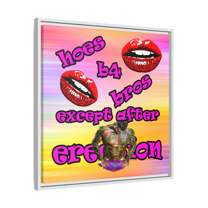 hoes b4 bros - framed canvas art (color blur)
