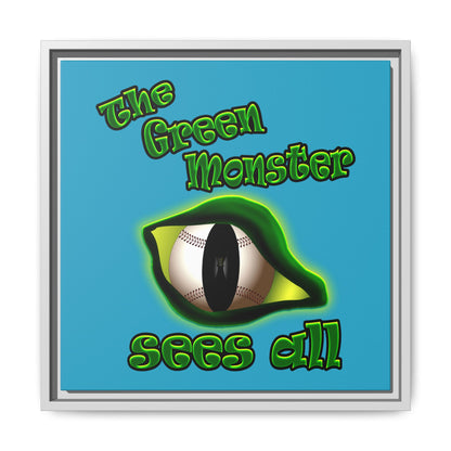 green monster - framed canvas art (turquoise)