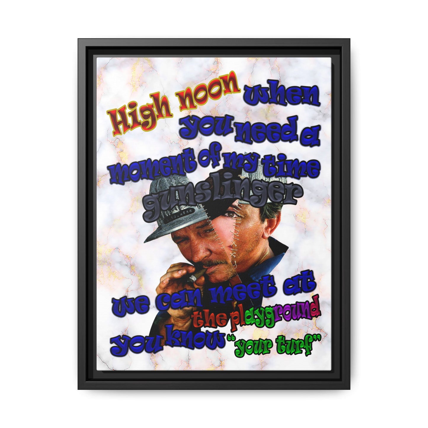 high noon - framed canvas art (white marble)