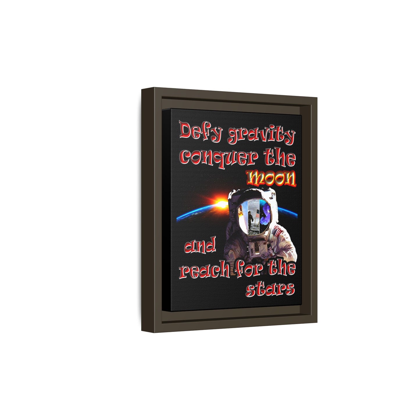 defy conquer reach - framed canvas art (black)