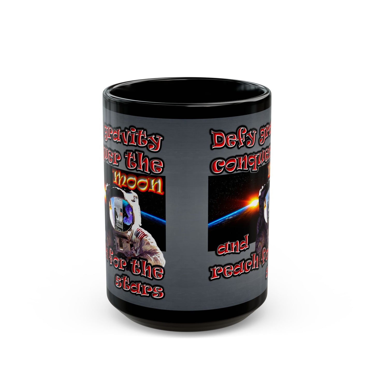 defy conquer reach - Black Mug (grey-light grey)