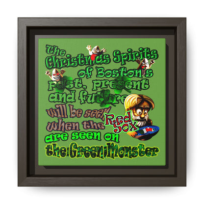 christmas spirits of boston - framed canvas art (green)