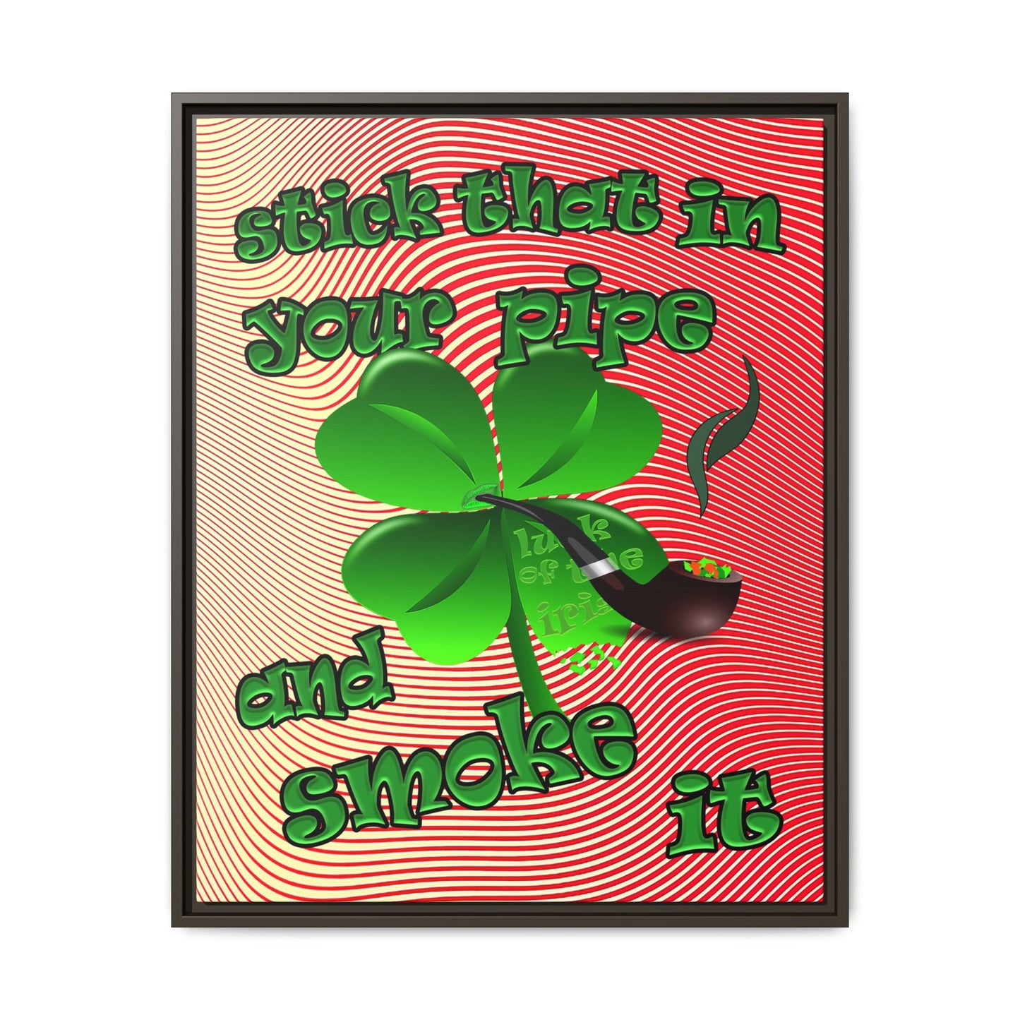 stick that in your pipe and smoke it - framed canvas art (yellow-orange wave)