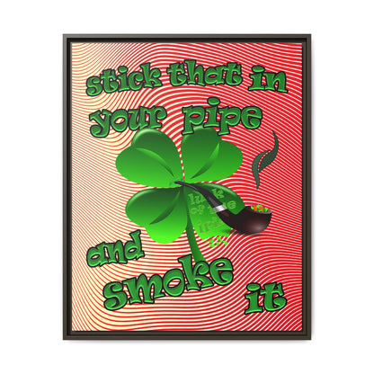 stick that in your pipe and smoke it - framed canvas art (yellow-orange wave)