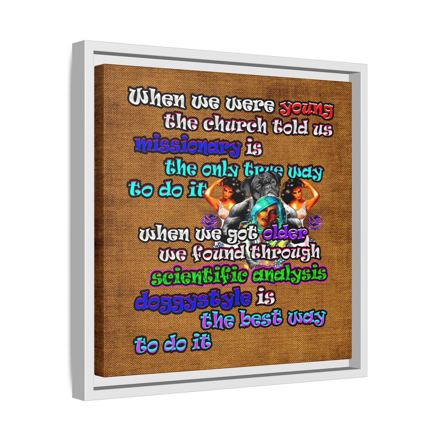 doggystyle - framed canvas art (brown papyrus)