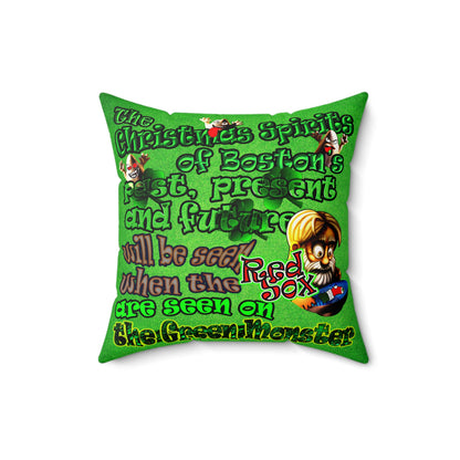 christmas spirits of boston - Faux Suede Square Pillow - (green turf)