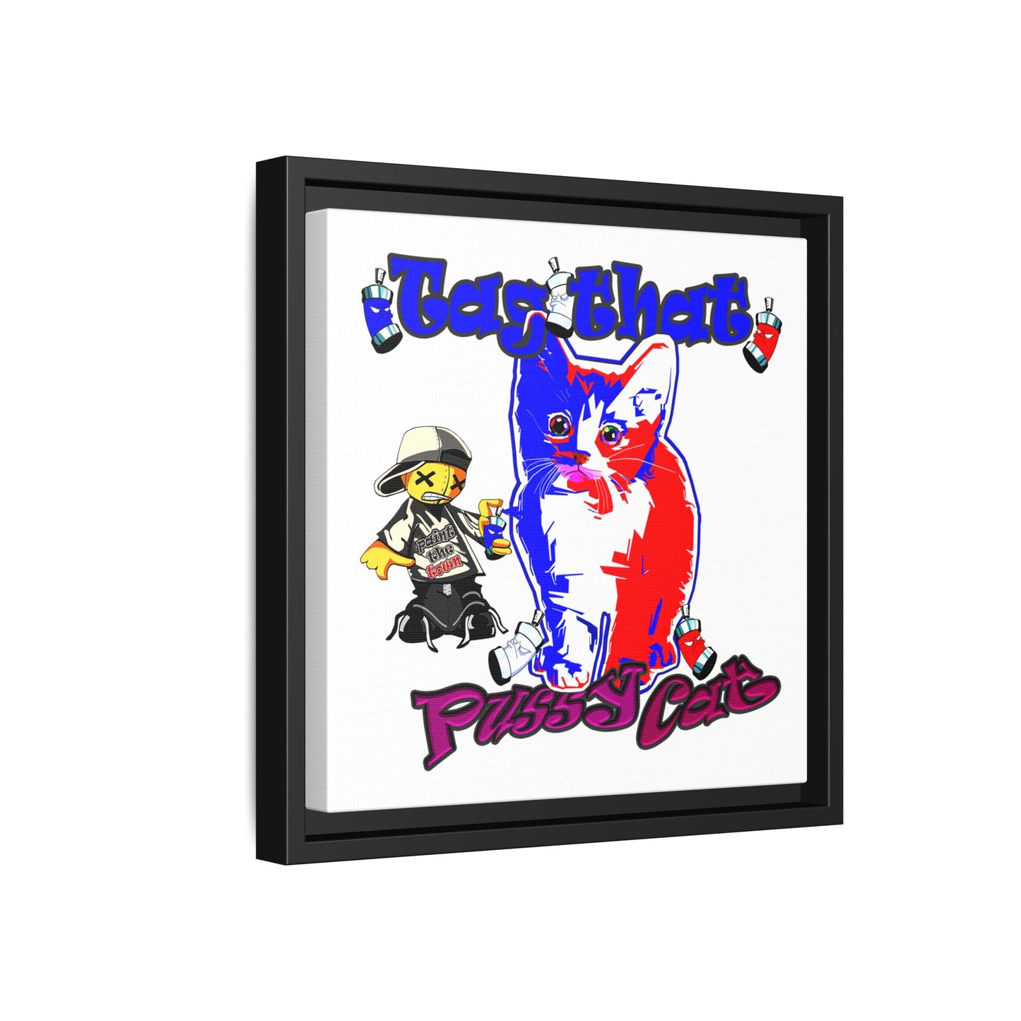 tag that - framed canvas art (white)