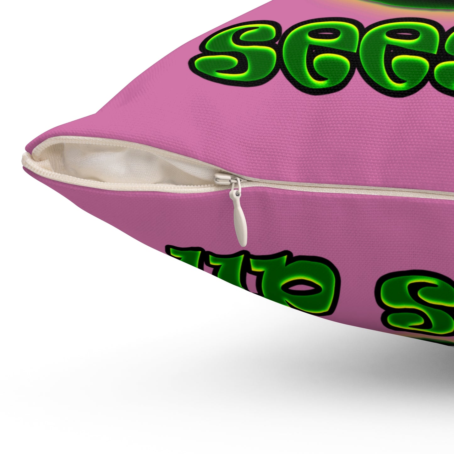 green monster - Spun Polyester Square Pillow - (light pink)