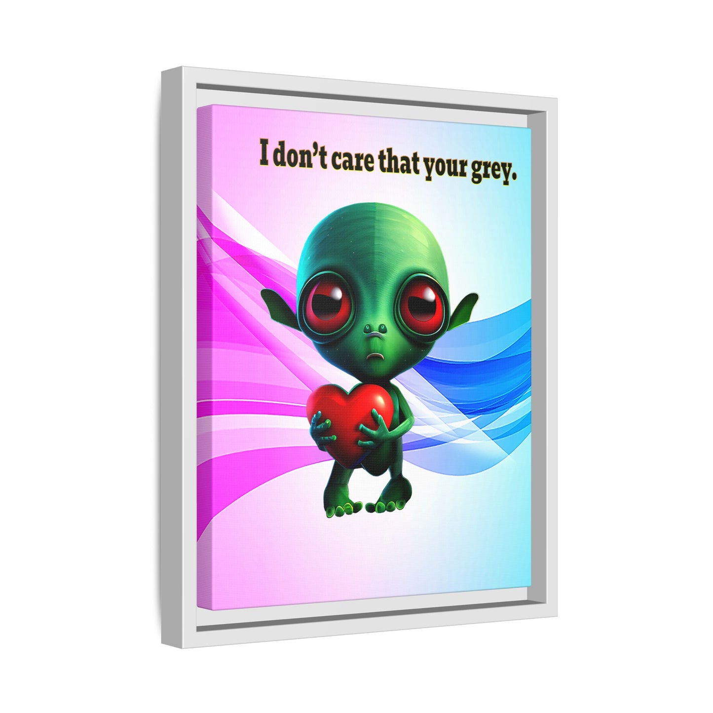I don't care that your grey - framed canvas art (light blue-pink wave)