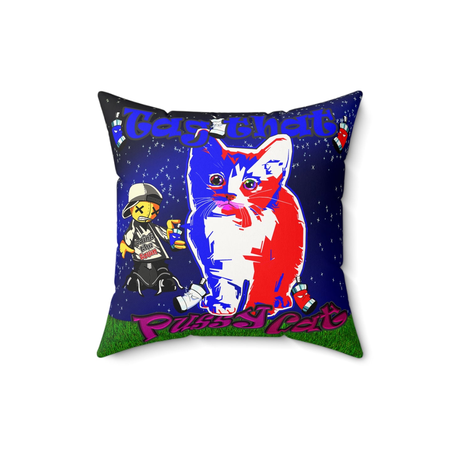 tag that - Faux Suede Square Pillow - ('snoops' background)