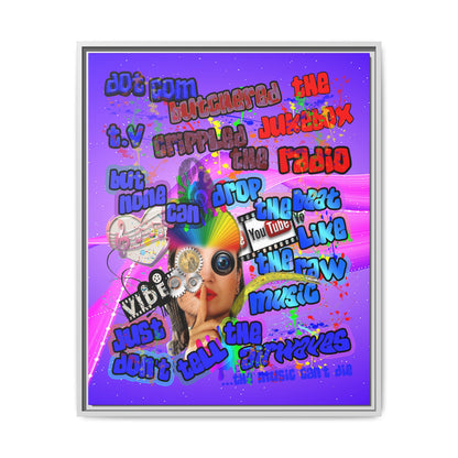 drop the beat - framed canvas art (purple-pink wave)
