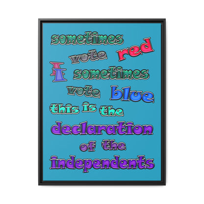 declaration of the independents - framed canvas art (turquoise)