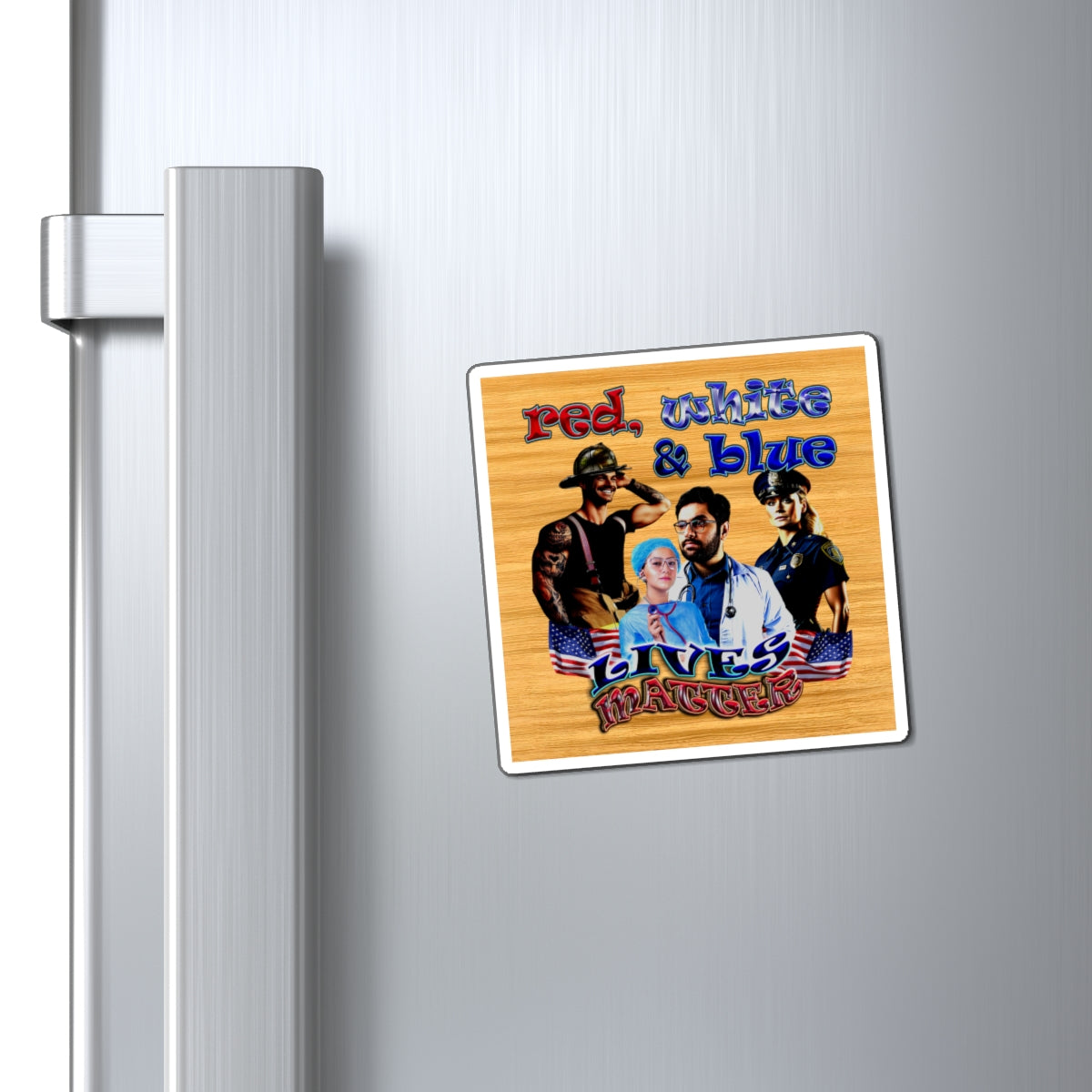 rw&b lives matter - Magnets - (butterscotch wood finish)