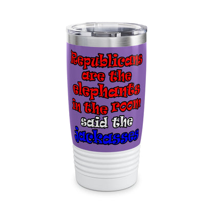 donkeys and elephants - Ringneck Tumbler, 20oz (light purple)