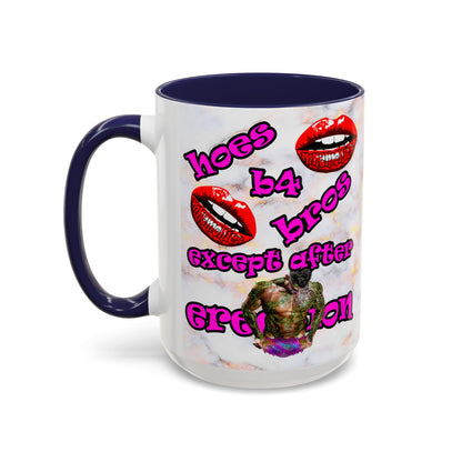 hoes b4 bros - Accent Mug (white marble)
