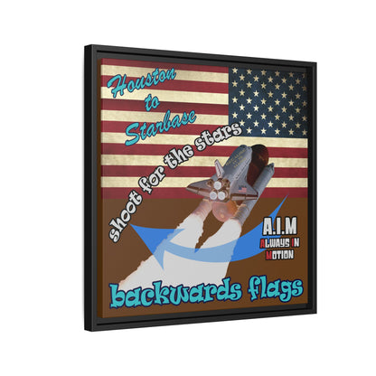shoot for the stars - framed canvas art (brown)