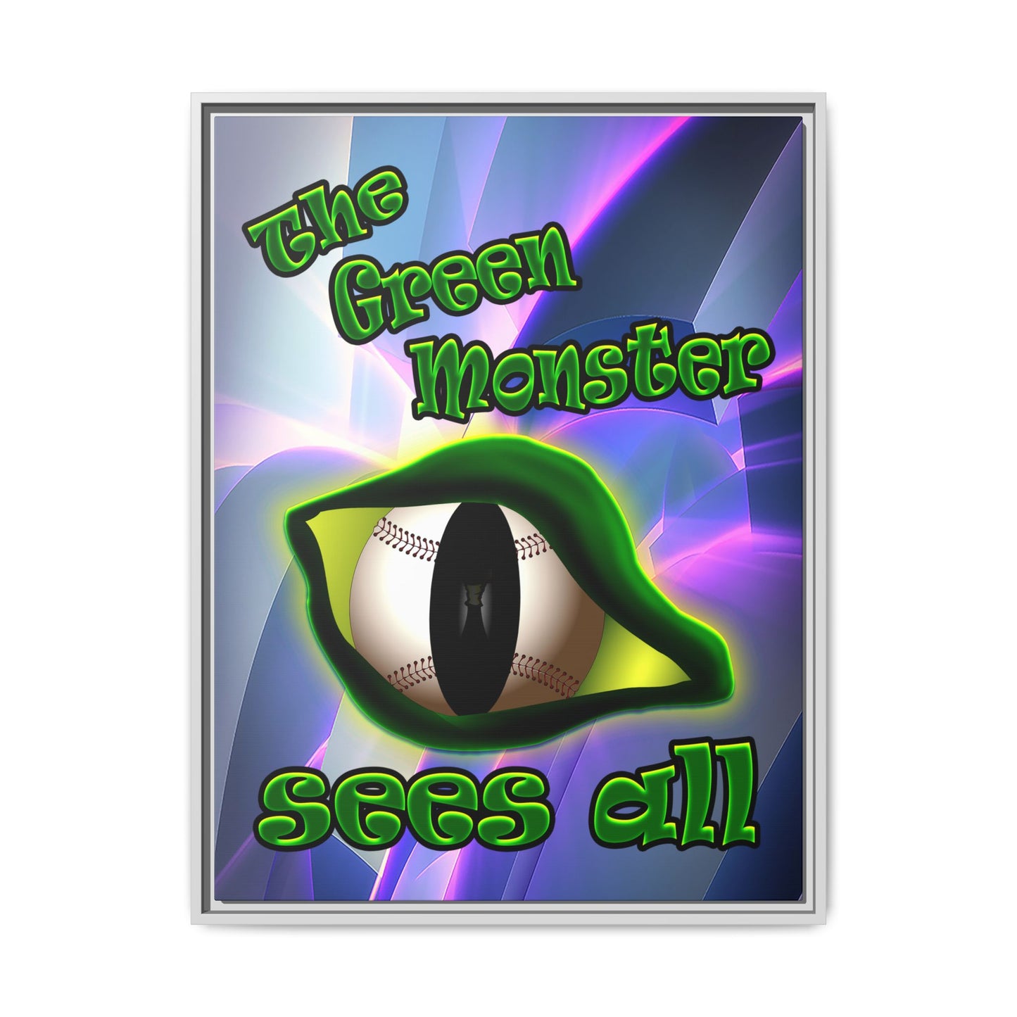 green monster - framed canvas art (grey-pink wave)
